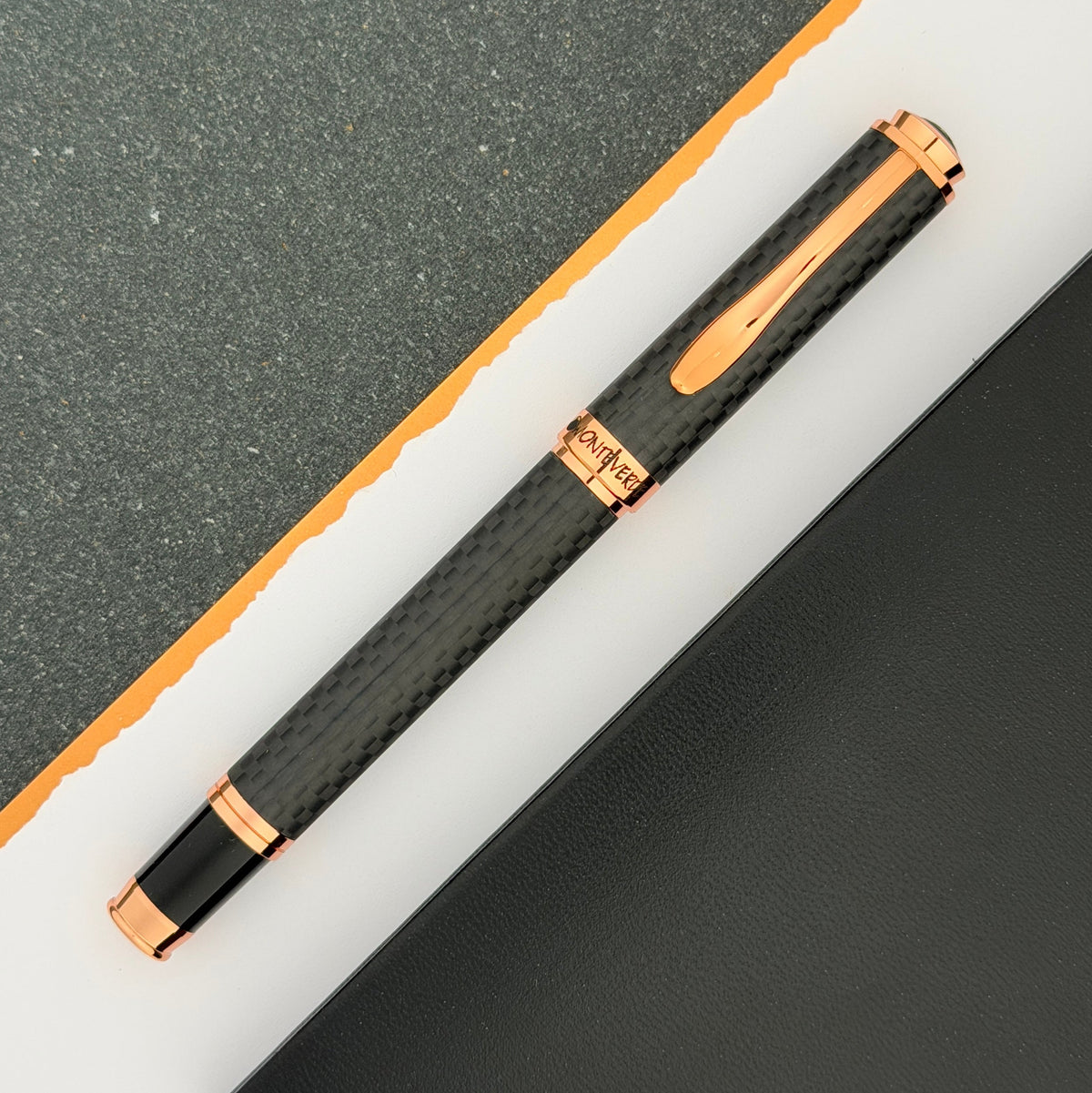Monteverde Innova Rollerball Pen - Matte Carbon Fiber w/ Rosegold