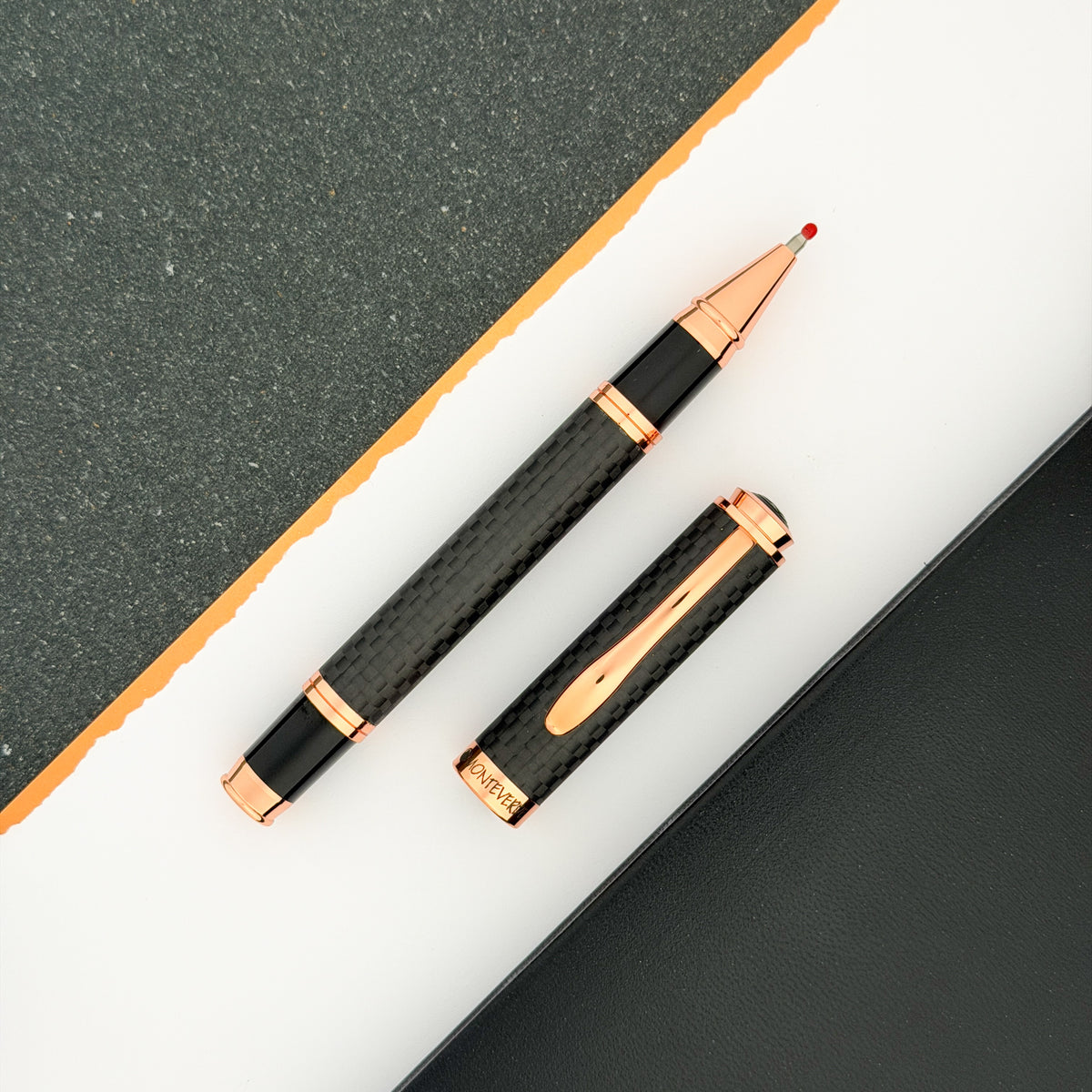 Monteverde Innova Rollerball Pen - Matte Carbon Fiber w/ Rosegold