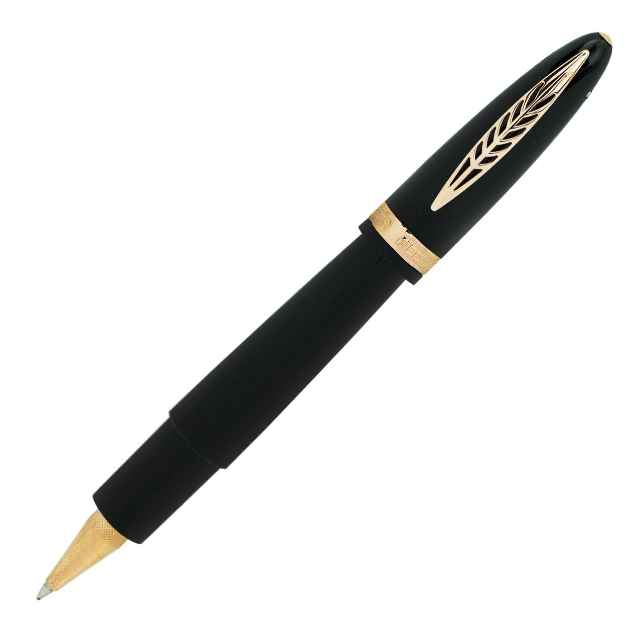 Pineider Modern Times Rollerball Pen - Black w/ Rose Gold