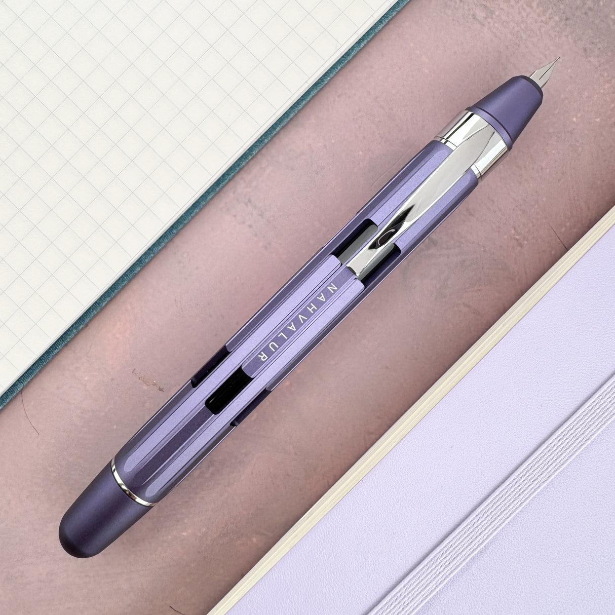 Nahvalur Eclipse Fountain Pen - Hepatizon w/ Silver Trim