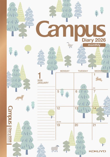 Kokuyo Campus Diary A5 2 Volume Set - Date-Free Notebook With Note Pages, 32 Sheets Each