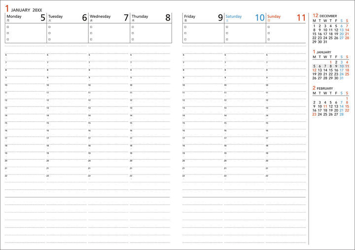 Kokuyo Campus 2027 Weekly Vertical Diary - A5