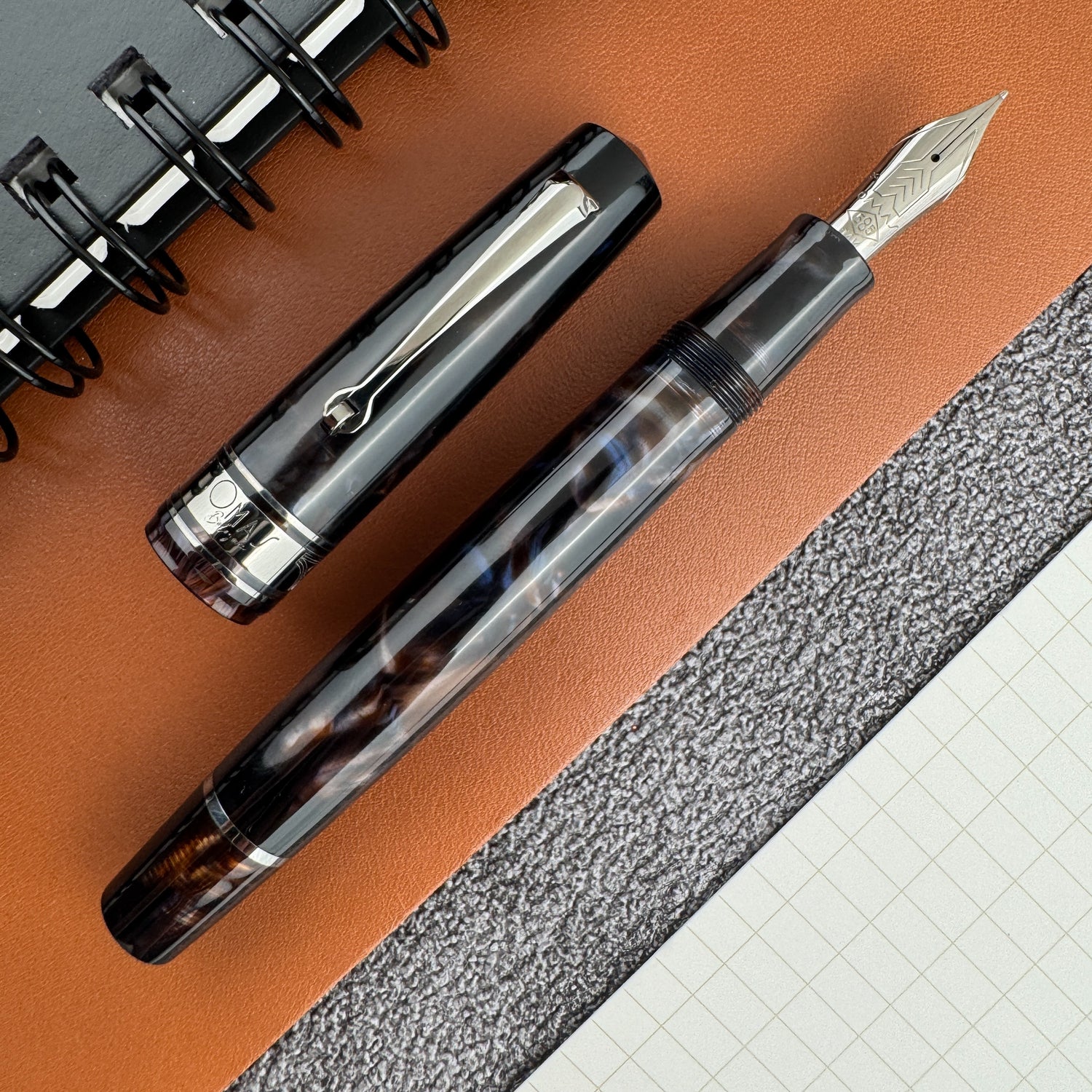 Omas Bologna Galassia Fountain Pen - Ruthenium Trim