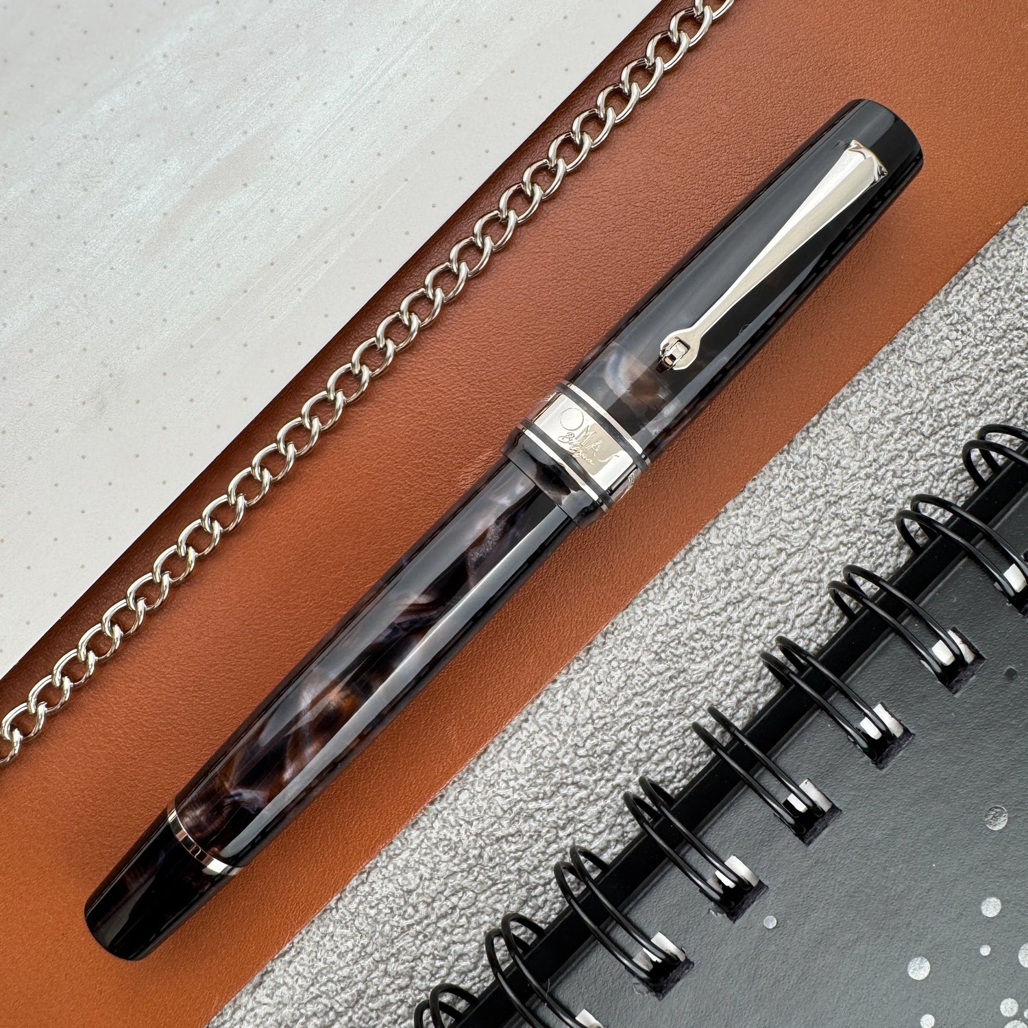 Omas Bologna Galassia Fountain Pen - Silver Trim