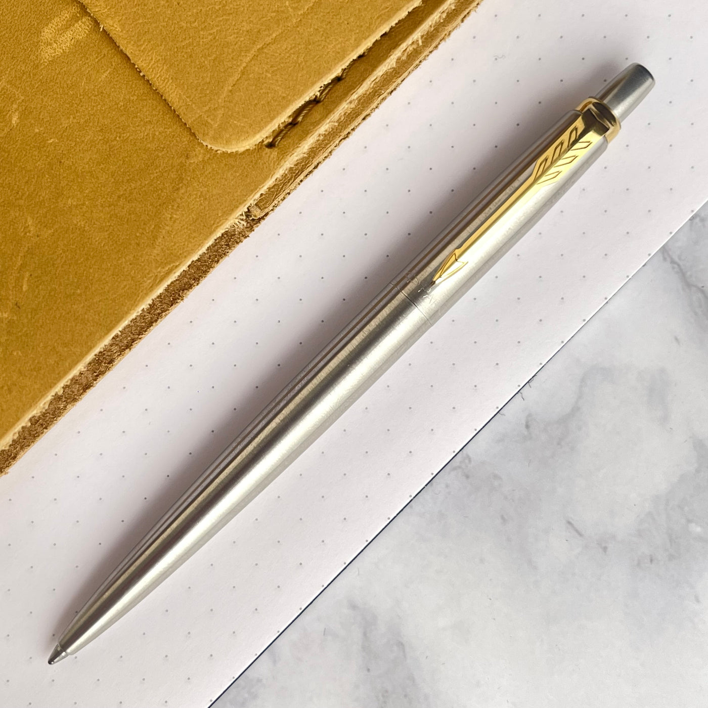 Parker Jotter Ballpoint Pen - Stainless Steel with Gold Clip