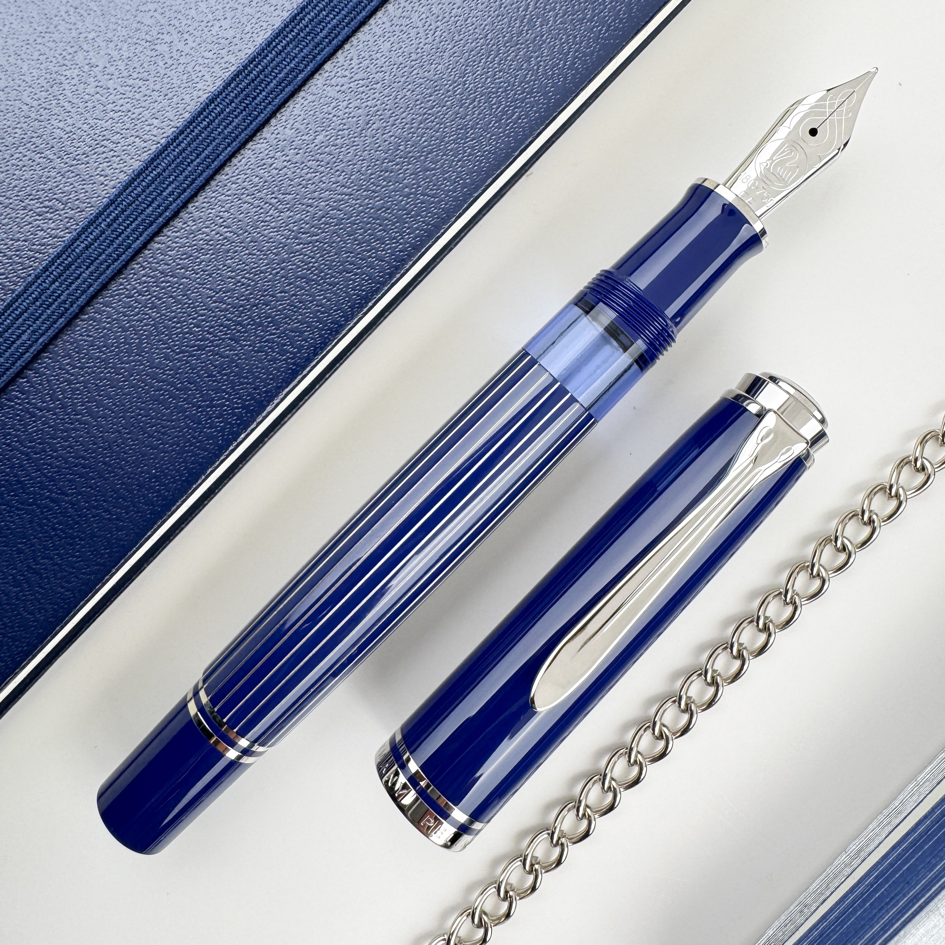 Pelikan Souveran M815 Fountain Pen - Metal Striped Blue (Special