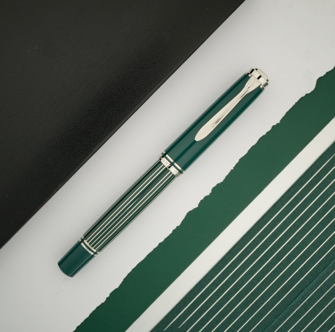 Pelikan M815 Metal Striped Fountain Pen - Green (Special Edition)