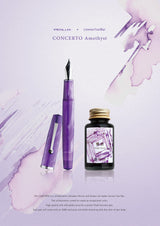 Penlux Concerto Amethyst fountain pen with Lennon Tool Bar Violet Grief ink