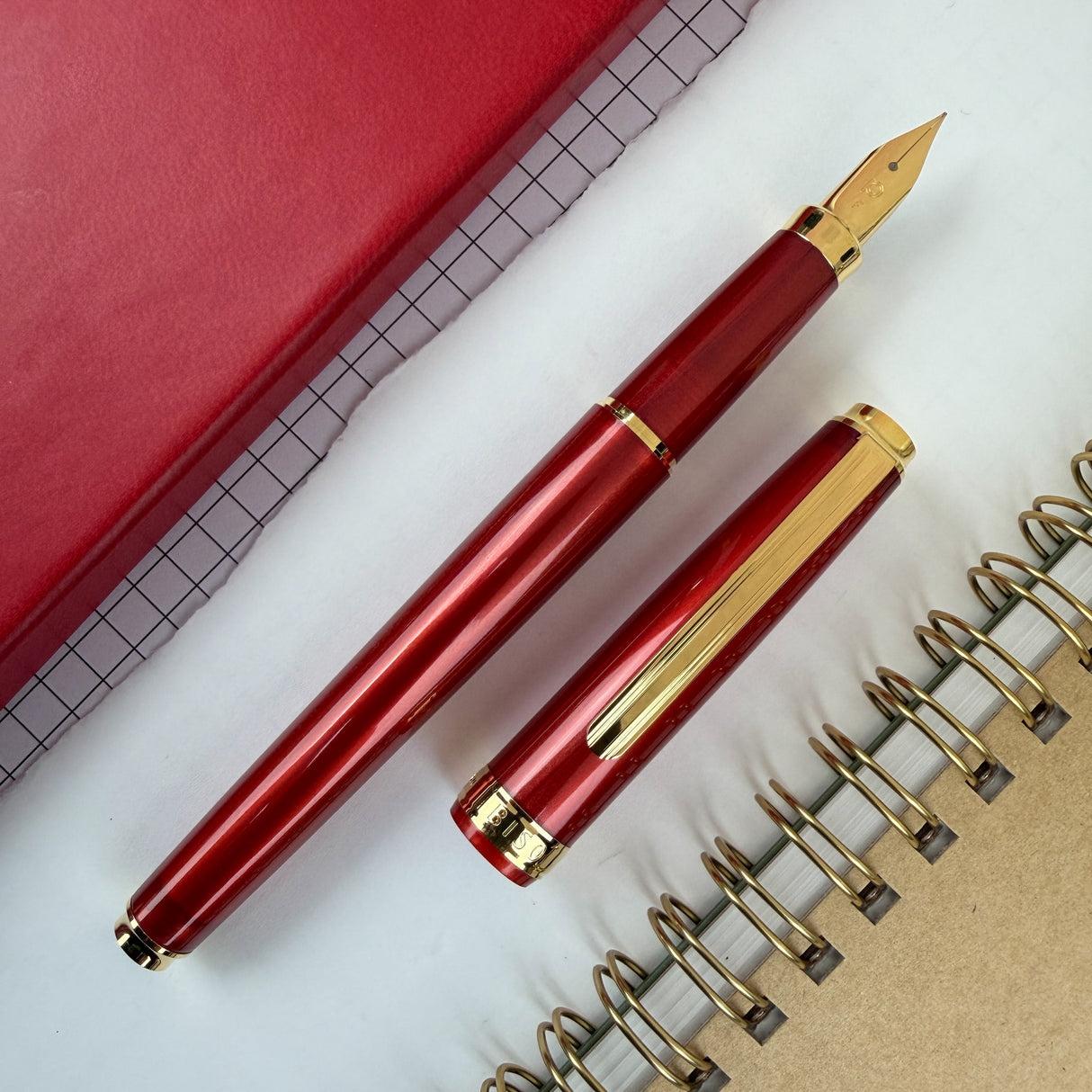 Platinum BISO Fountain Pen - Flame Red