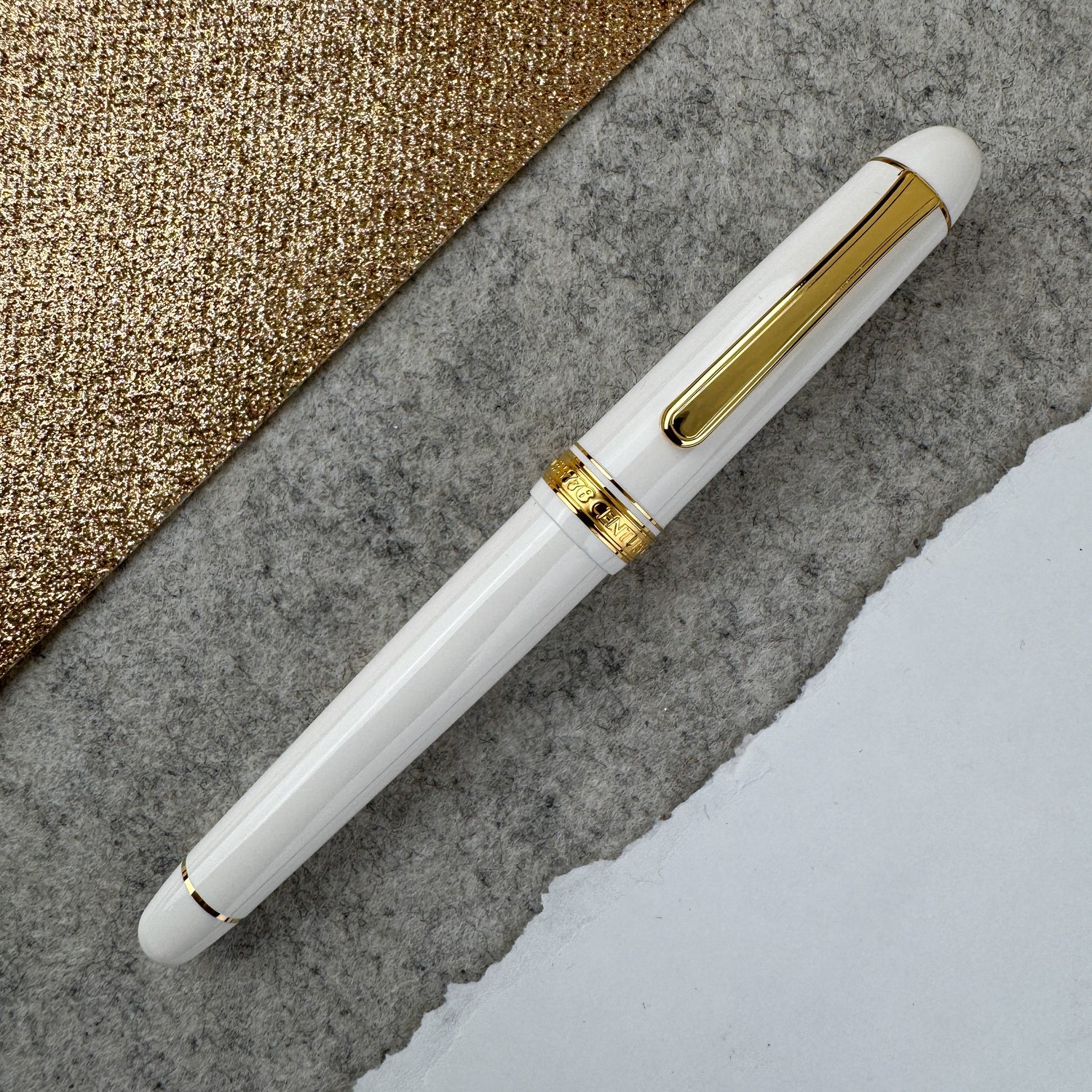 Platinum #3776 Fountain Pen - Chenonceau White with Gold Trim