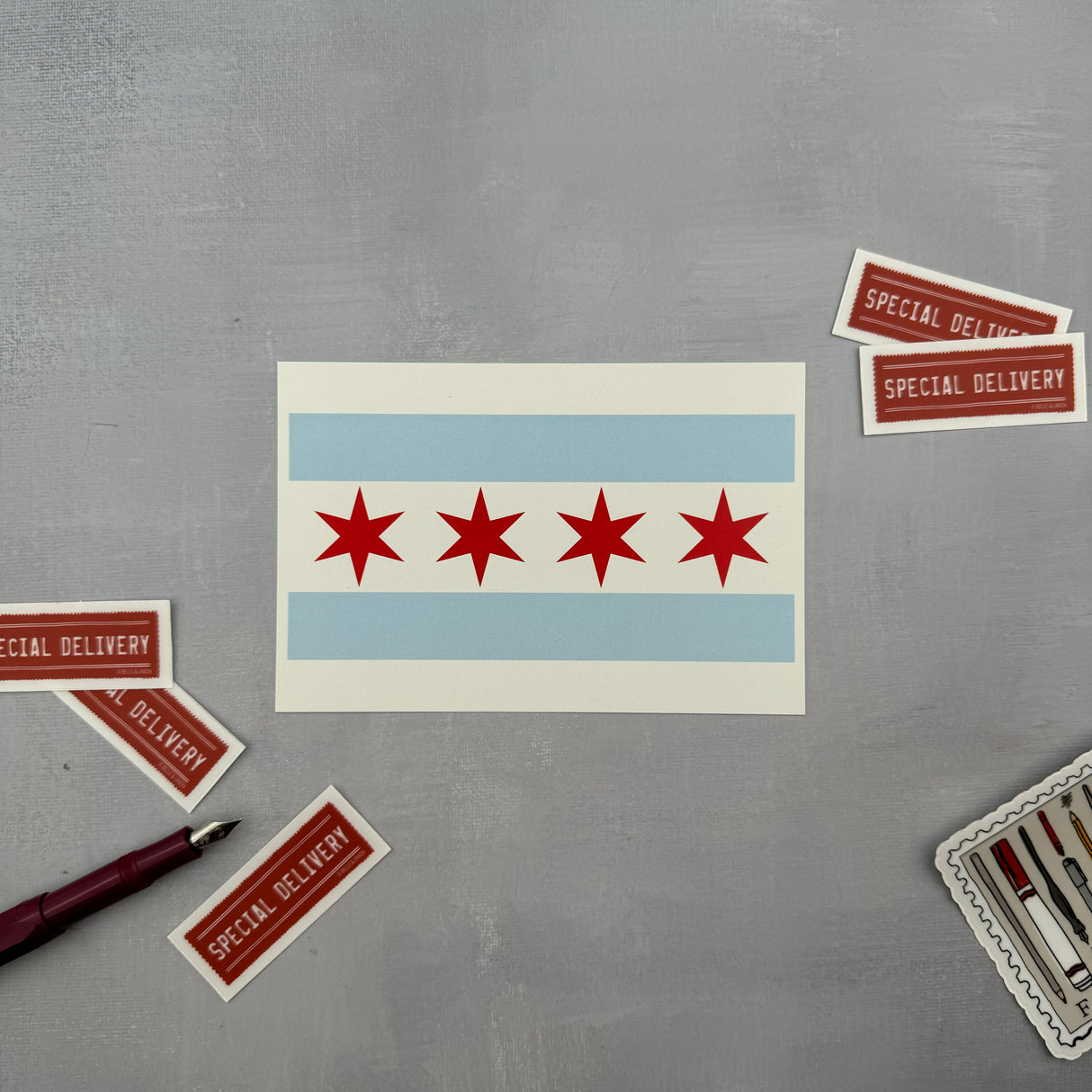 Chicago Postcard - Flag