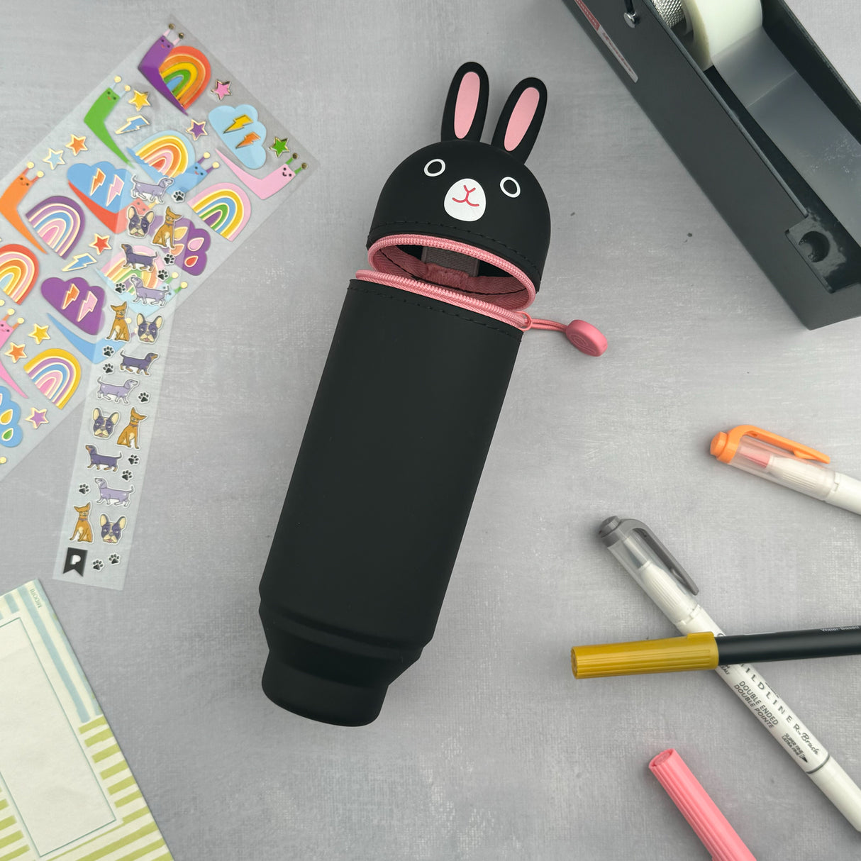 PuniLabo Stand Up Pen Case - Black Rabbit