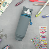 PuniLabo Stand Up Pen Case - Gray Cat