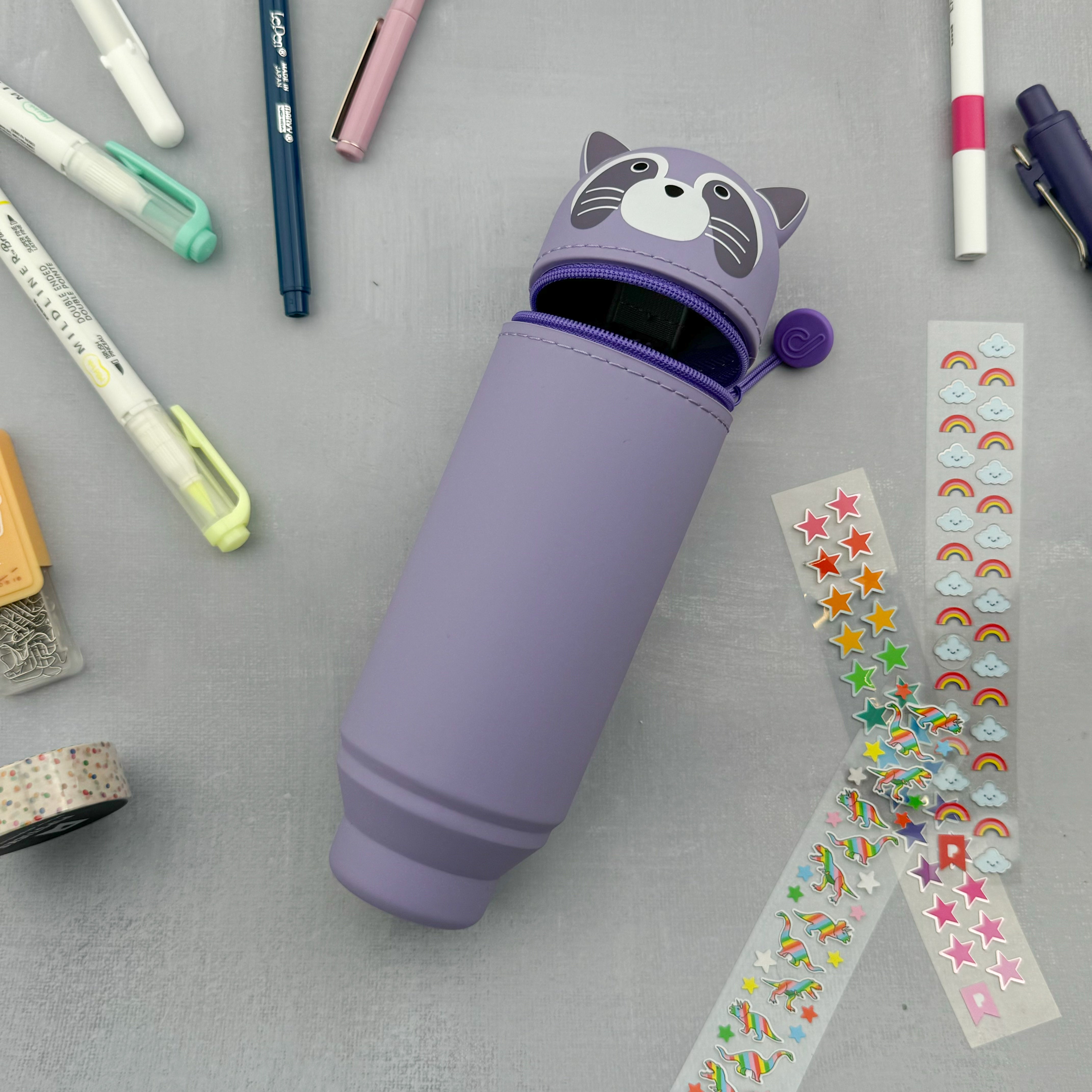 PuniLabo Stand Up Pen Case - Purple Racoon – Atlas Stationers
