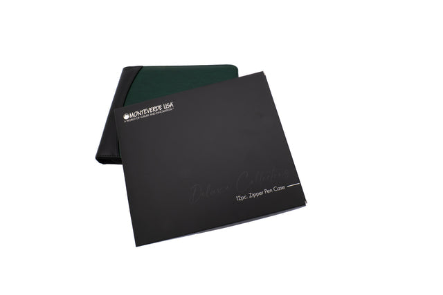 Monteverde Deluxe Collectors 12 Pc Zipper Pen Case - Green/Black