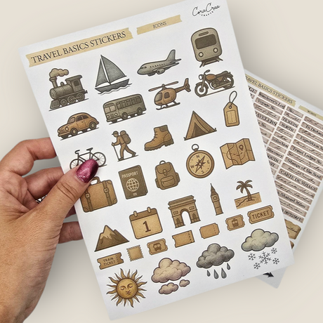 CoraCreaCrafts Travel Basic Stickers