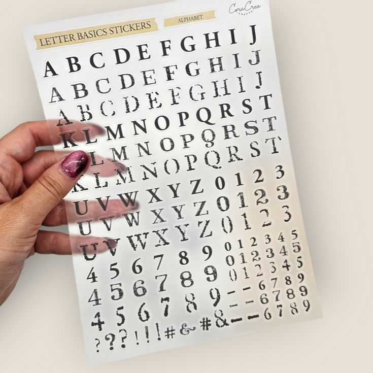 CoraCreaCrafts Letter Basic Stickers
