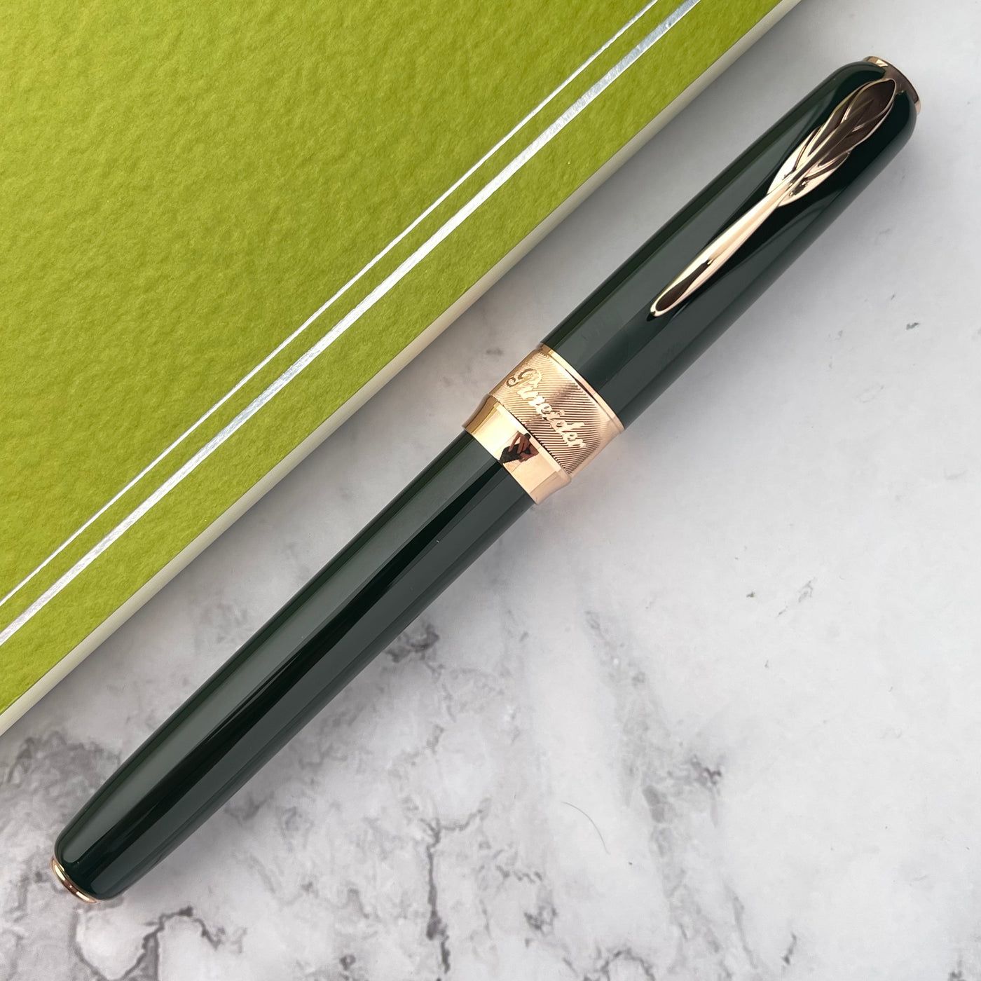 Pineider Classic Fountain Pen - Green w/ Rose Gold