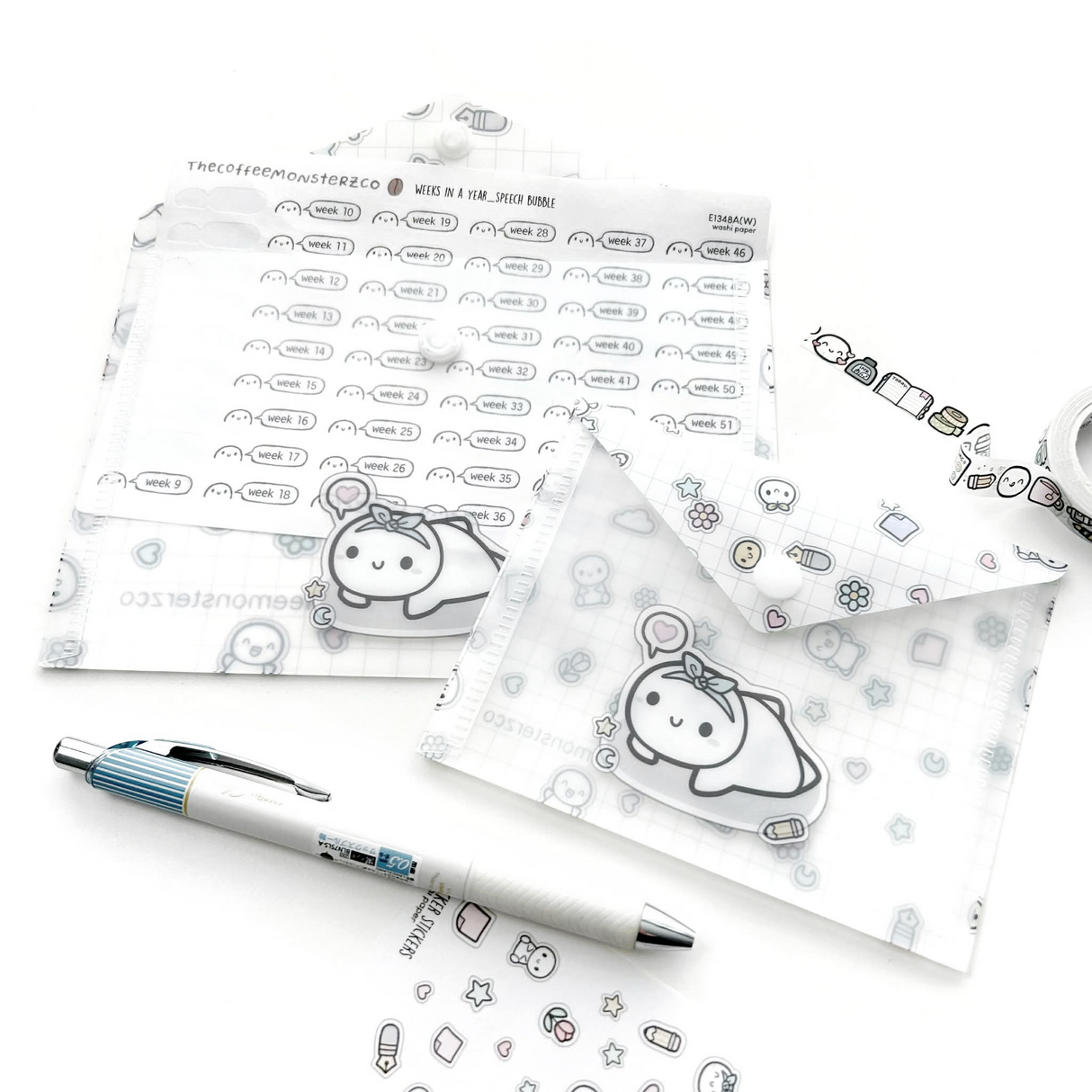 TheCoffeeMonsterzCo Plastic Sticker Envelope - Stickers Everywhere