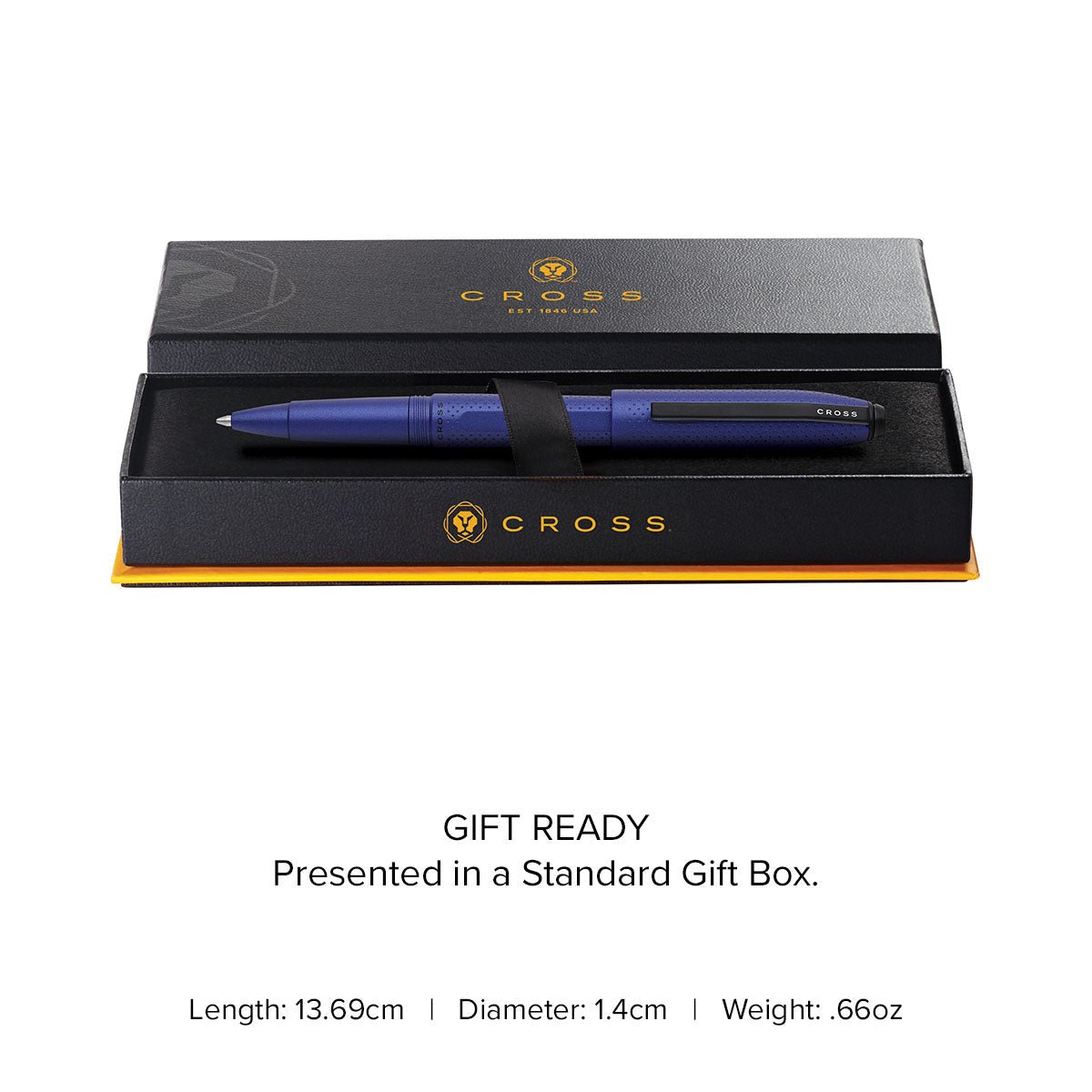 Prism Deep Sea Blue Rollerball Pen - gift box and specs