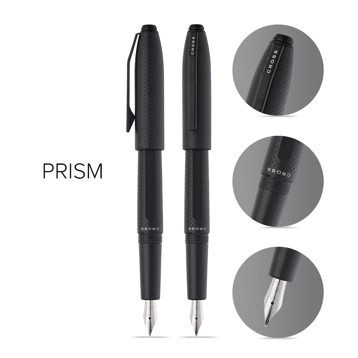 Prism Obsidian Black Fountain Pen - info graphic