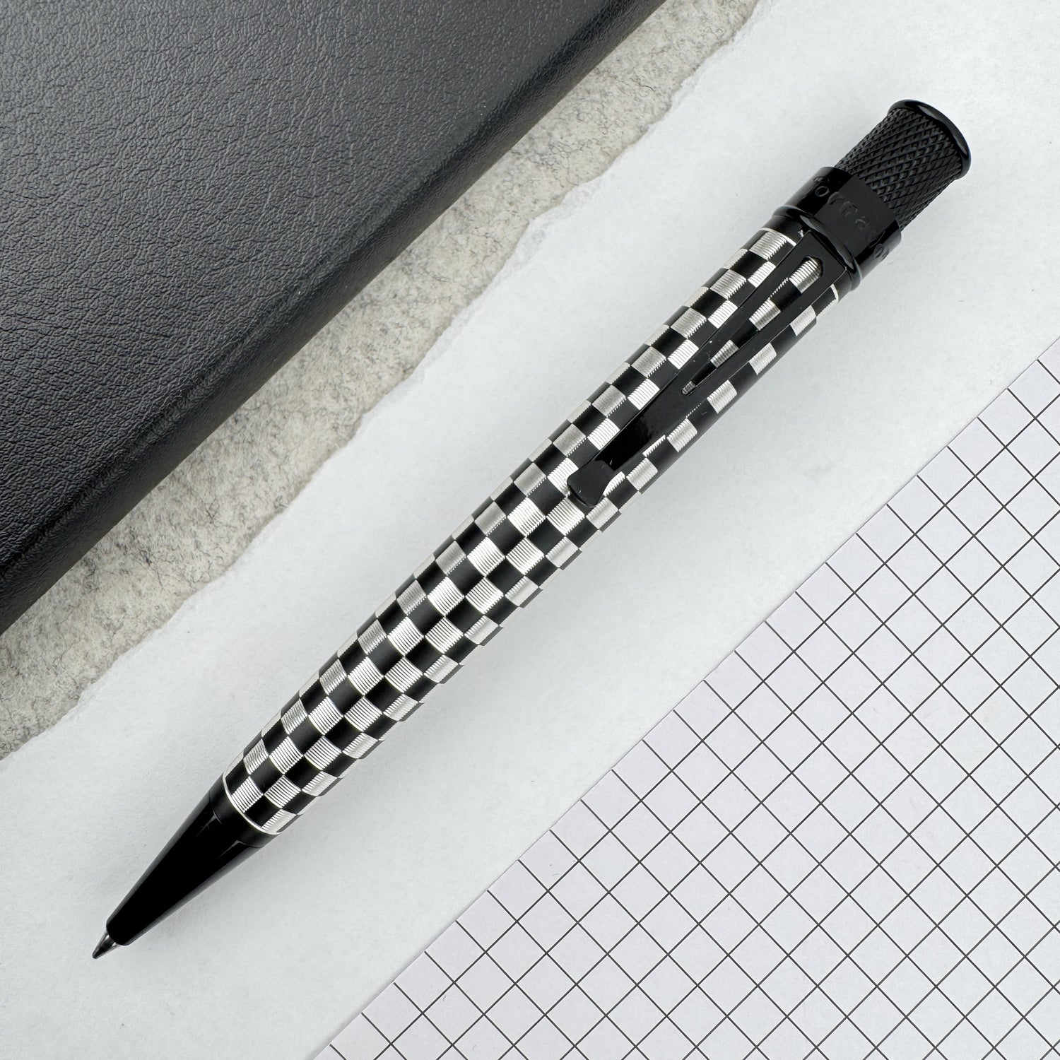 Retro 51 Groove Writer Black Checker Board Rollerball Pen with Stealth