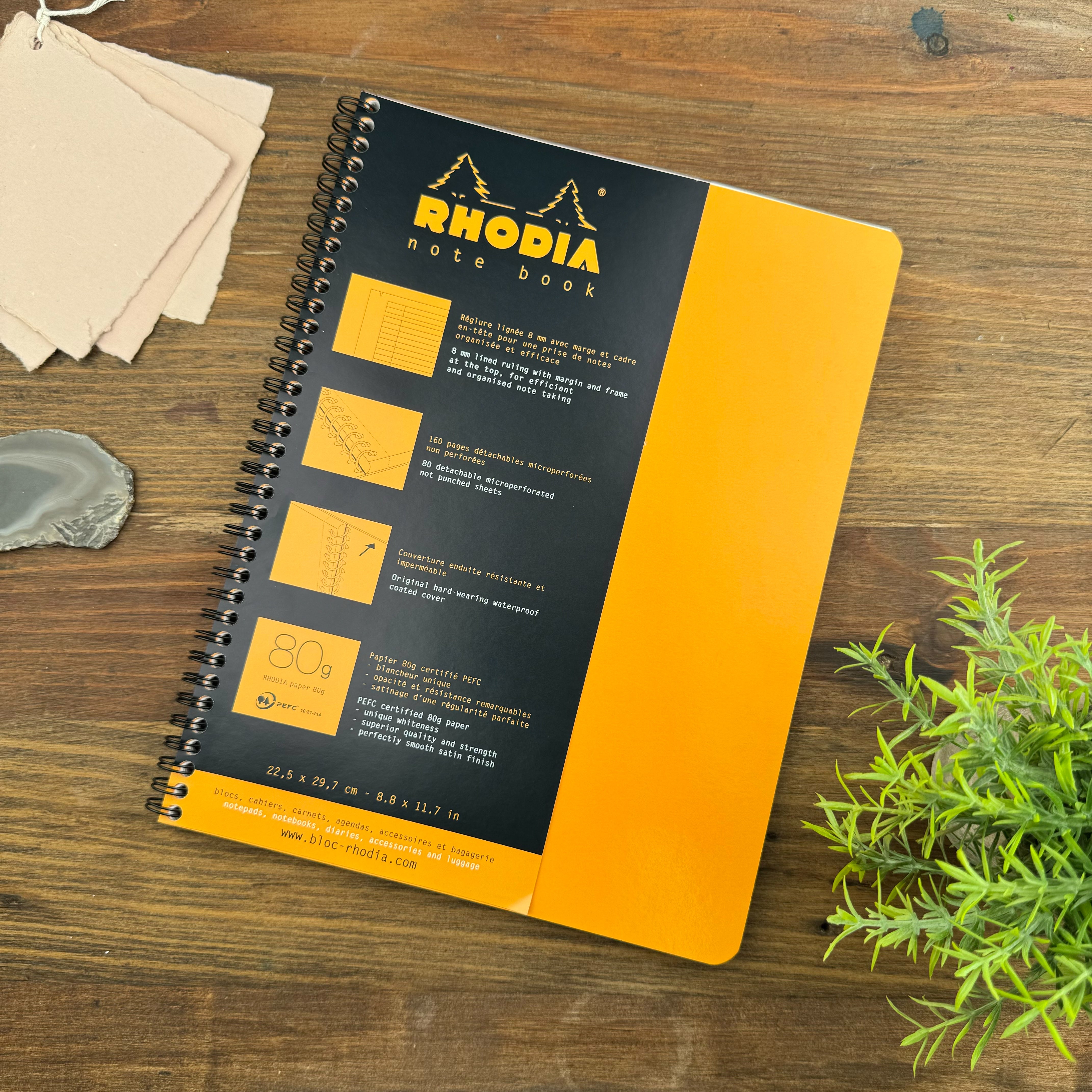 Rhodia Wirebound Notebook - Lined w/ margin 80 sheets - 9 x 11 3/4