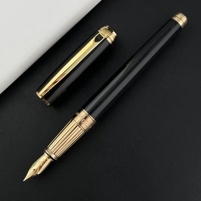 S.T. Dupont Line D Large Fountain Pen - Black with Gold Trim
