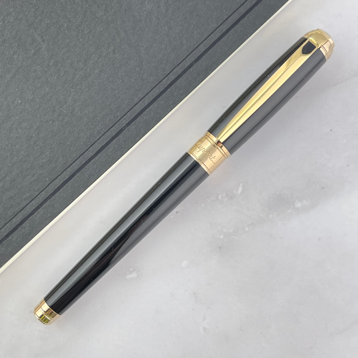 S.T. Dupont Line D Medium Fountain Pen - Black with Gold Trim