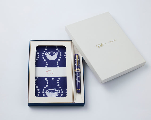 Sailor Pro Gear x Kamawanu Fugu-tatewaku fountain pen gift set with tenugui