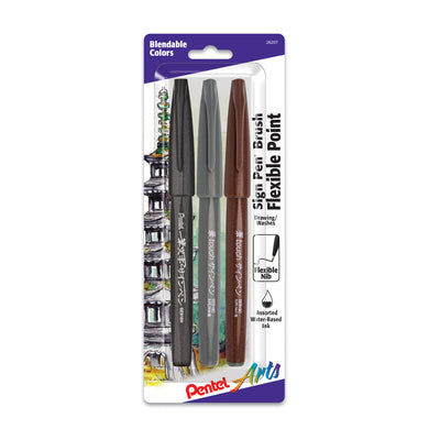 Pentel Arts Sign Pen Brush Pen - 3 Pack