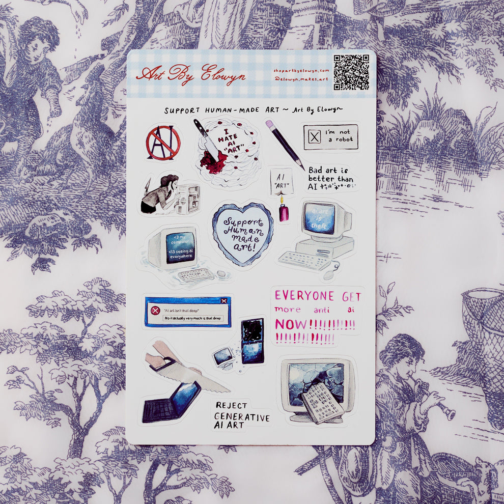 Art By Elowyn Support Human-Made Art Sticker Sheet - 5" x 7" Sticker Sheet