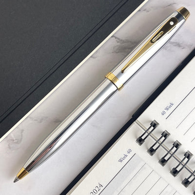 Sheaffer 100 Ballpoint Pen - Chrome w/ Gold