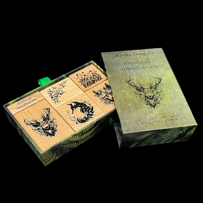 CoraCreaCrafts Wooden Stamp Set - Mystical Woodlands