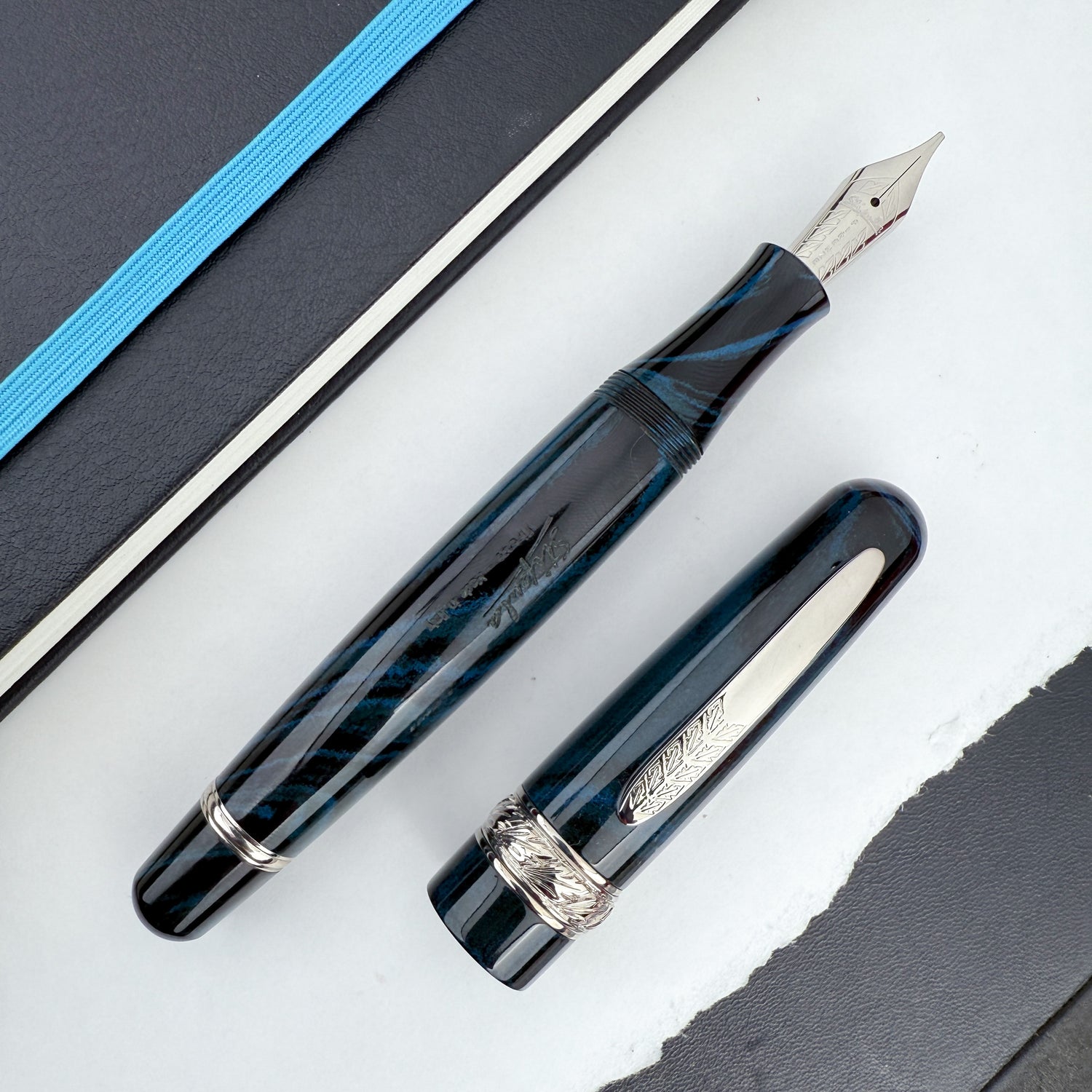 Stipula Etruria Ebonite Fountain Pen - Blue/Black