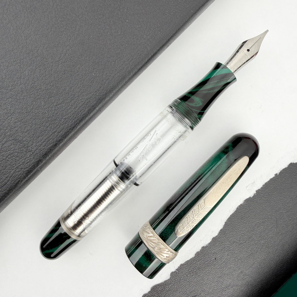 Stipula Etruria Ebonite Fountain Pen - Green/Black