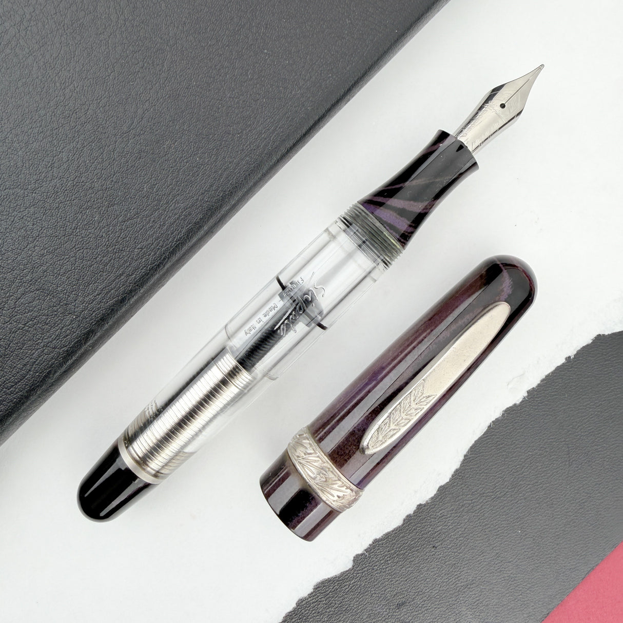 Stipula Etruria Ebonite Fountain Pen - Purple/Black