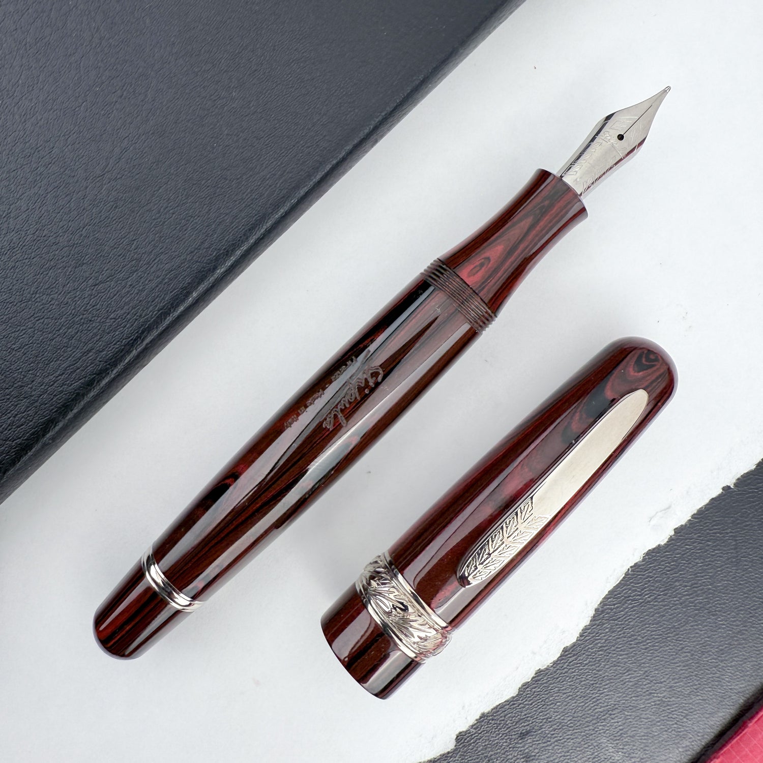 Stipula Etruria Ebonite Fountain Pen - Red/Black