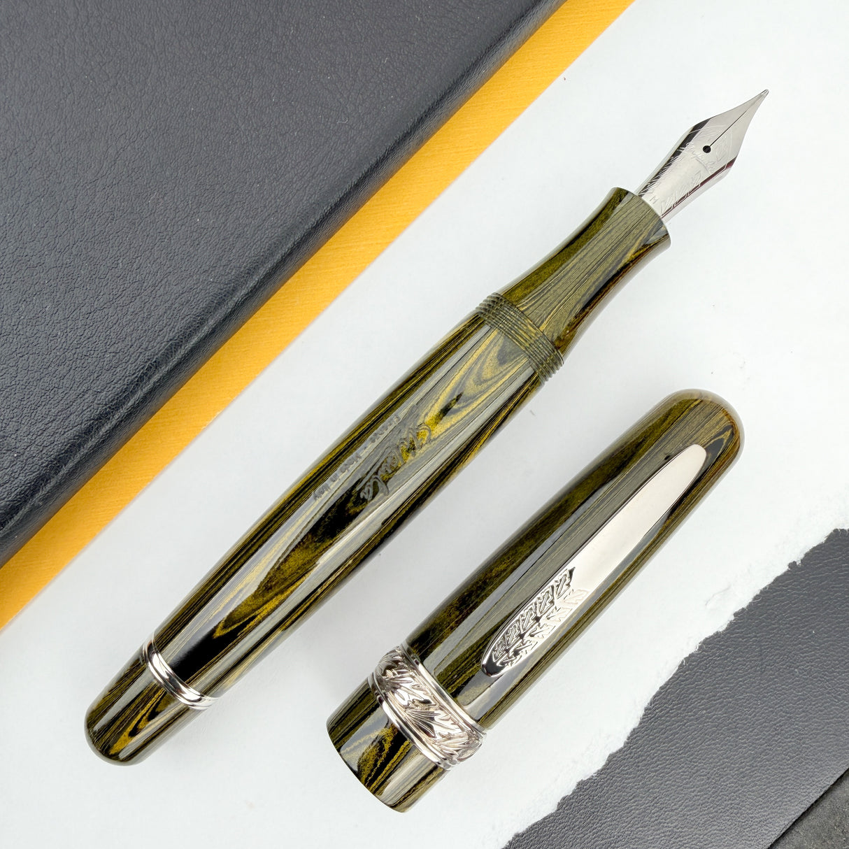 Stipula Etruria Ebonite Fountain Pen - Yellow/Black