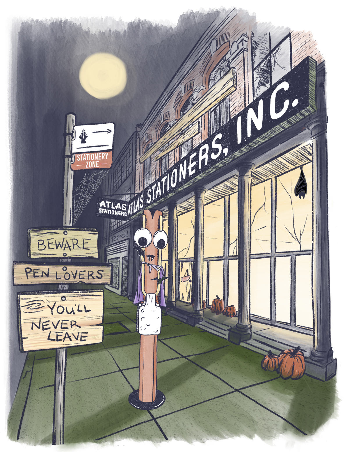 Atlas Stationers Sticker - Spooky Storefront