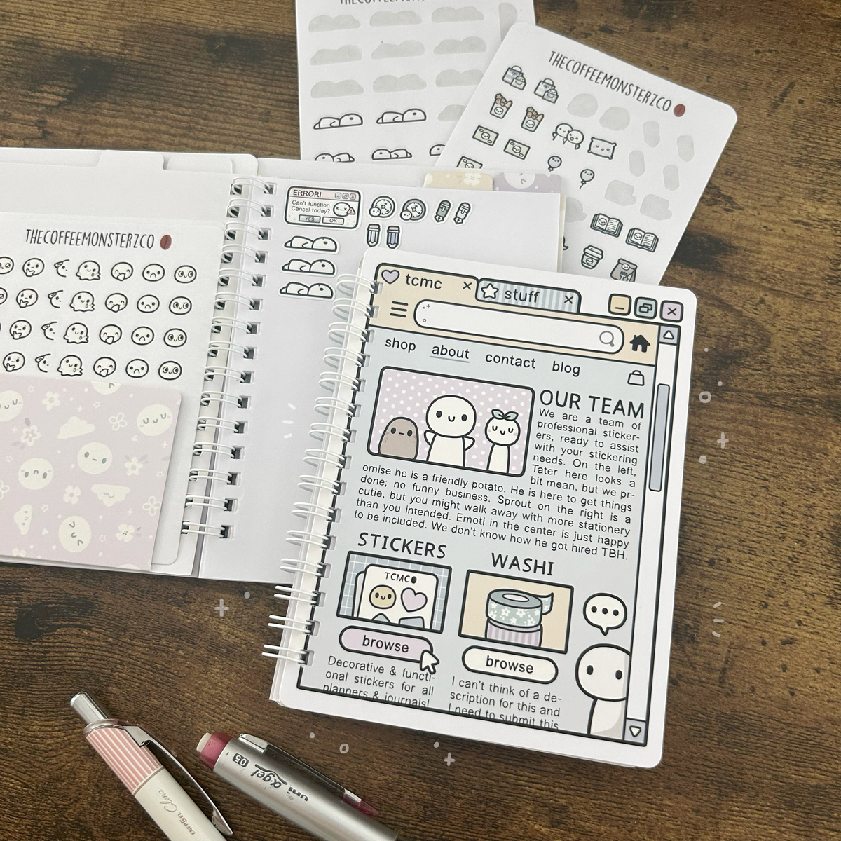 TheCoffeeMonsterzCo Webpage - Reusable Sticker Book