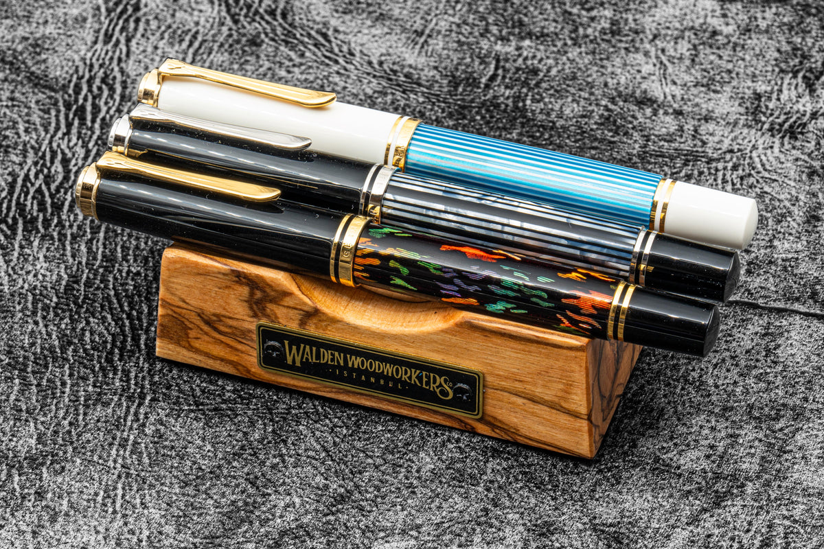 Galen Leather The Pen Stand Wooden Pen and Brush Stand - Olive