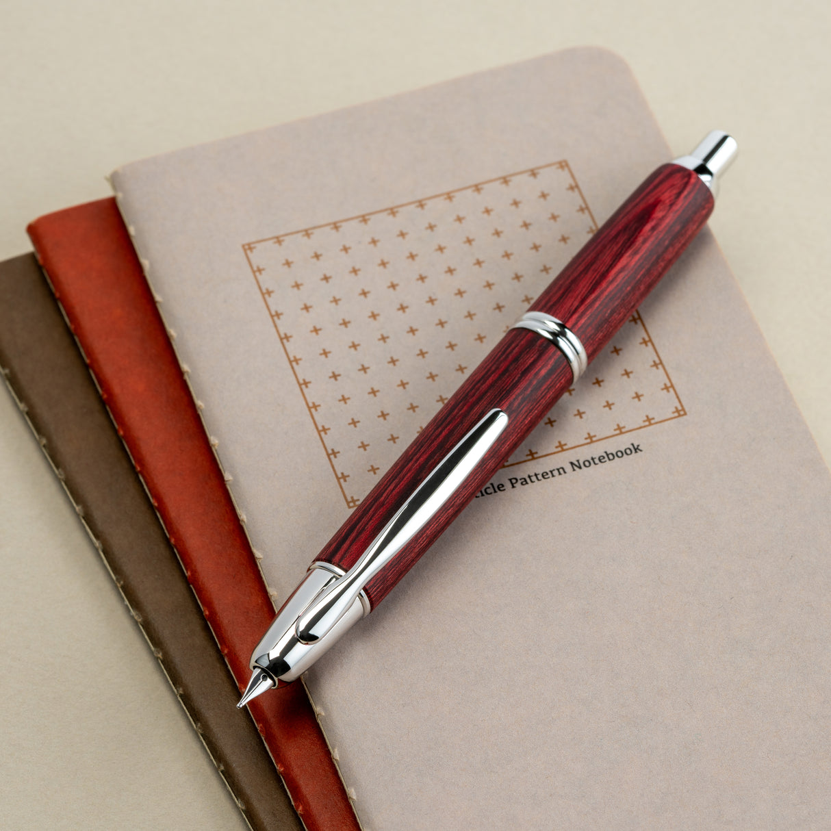 Pilot Vanishing Point Birchwood Fountain Pen - Red