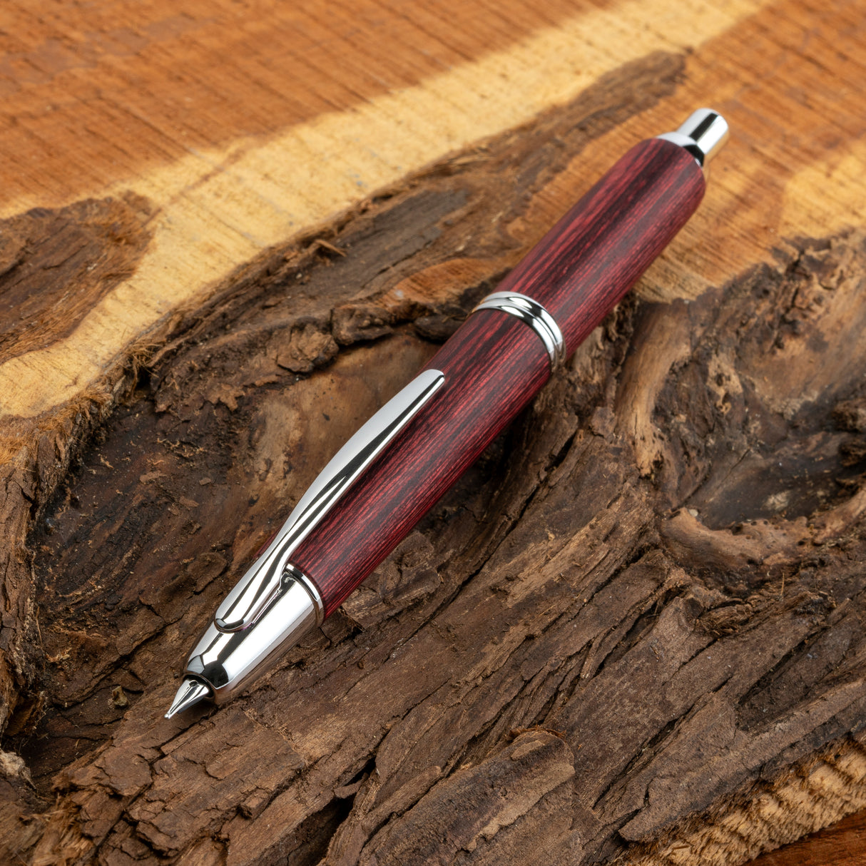 Pilot Vanishing Point Birchwood Fountain Pen - Red