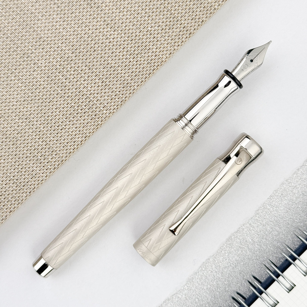 Waldmann Aura Day Guilloche Fountain Pen - Silver