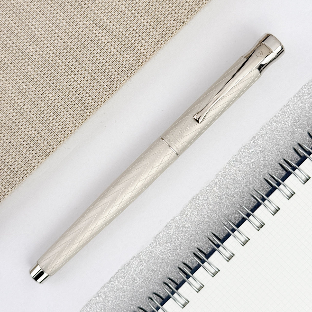 Waldmann Aura Night Guilloche Fountain Pen - Silver