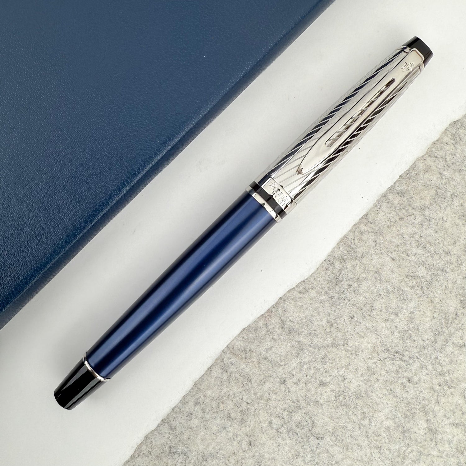 Waterman Expert Deluxe Rollerball Pen - Metallic Blue Lacquer