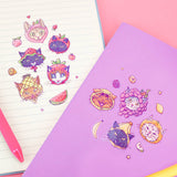 Fruit Hat Cats Cute Kitty Art Stationery Vinyl Sticker Sheet