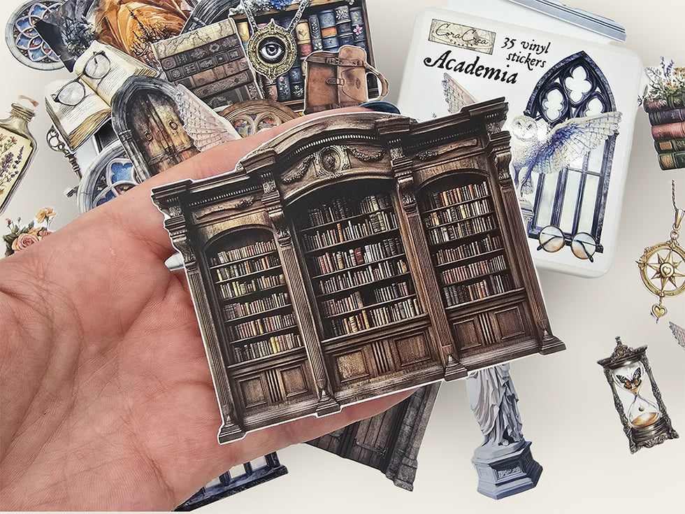 CoraCreaCrafts Academia Sticker Tin Box