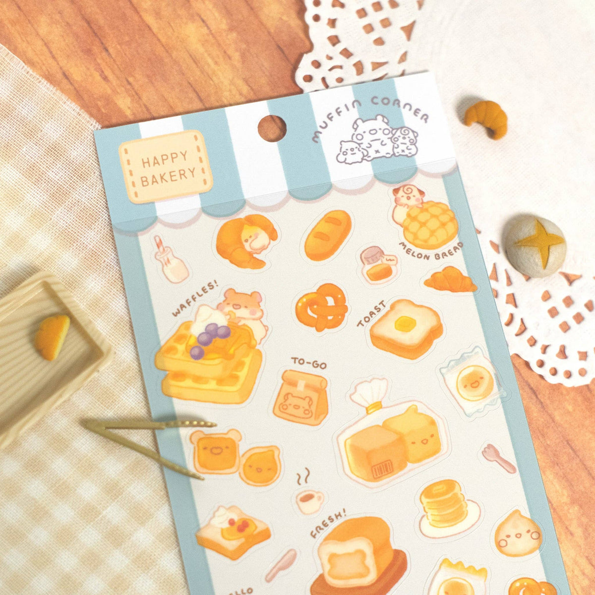 Fresh Backery Sticker Studio Enon Happy Bakery - Fresh Bread Sticker Sheet – Atlas Stationers